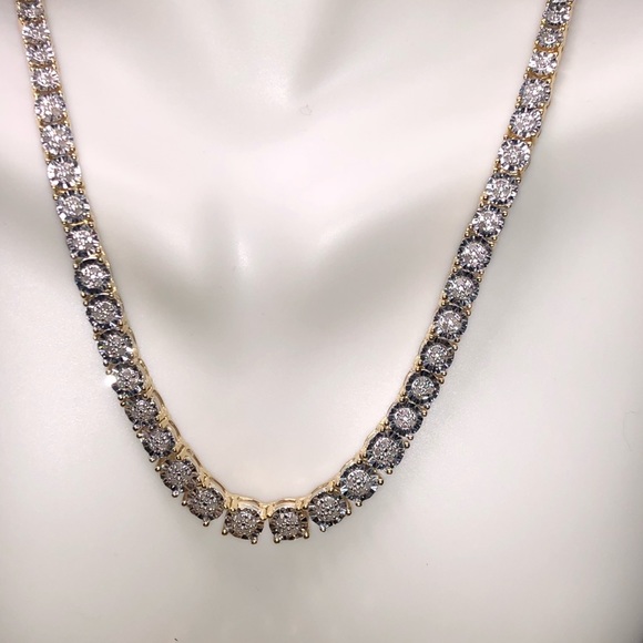 10k yellow gold vermeil Real Diamond Tennis Chain for Mother’s Day gift, bridal - Picture 7 of 11